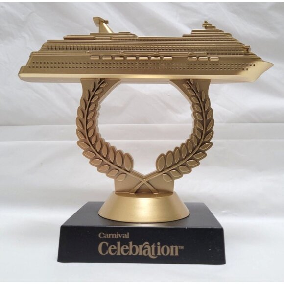 Carnival CCL CELEBRATION Gold Plastic Ship on a Stick Cruise Trophy - Picture 1 of 6